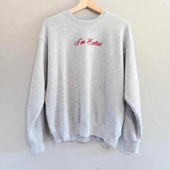 PINK Victoria's Secret "I'm Extra" Crewneck Fleece Sweatshirt Sweater Size Small - Picture 1 of 7